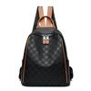 Mochila de Cuero Suave con Relieve de Tablero de Ajedrez de Moda para Mujer, Nueva Mochila Escolar de Gran Capacidad, Mochila de Viaje Casual Versátil