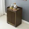 Mesa de Té para Uso Doméstico, Mesa de Té Pequeña, Gabinete Lateral, Barra de Té de Madera Maciza, Mesa de Té con Tetera Integrada y Soporte para Cubo de Agua