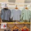 Estilo Japonés Otoño Nuevo Ropa Infantil Niños y Niñas Suave Cuello Redondo Rayas Camiseta/Manga Larga Base 2024 Nuevo Estilo 471250
