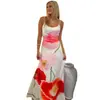 Vestuário Feminino Transfronteiriço, Moda Primavera Vestido Longo Sexy Estampado Sem Alças Costas Nuas, Vestido de Praia para Mulheres, Estilo Hot Girl
