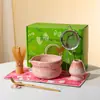 Amazon Transfronteiriço Conjunto de Cerâmica Rosa com Bico para Matcha 100 Peças Tigela de Matcha Peça de Cerâmica Conjunto Atacado