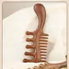Pente de massagem de sândalo dourado-seda engrossado dentes duplos grossos e finos pente meridiano ponto de acupuntura para mulheres cabelo comprido massagem pente de sândalo