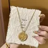 Ouro Aluvial Nova Chinoiserie Recortado Giratório Bússola das Oito Tesouros Antigos Corrente de Suéter Retrô Colar Longo para Mulheres