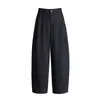 Calças de perna larga com corte curvo, elegantes e minimalistas, para mulheres, nova coleção outono/inverno 2026, cintura alta, afina a silhueta, comprimento cropped, com caimento fluido e modelagem relaxada e casual.