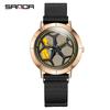 SANDA SANDA 1022 Reloj de Cuarzo para Hombre con Esfera Hueca Correa de Acero Resistente al Agua para la Vida Reloj de Hombre