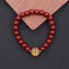 Pulsera de Cinabrio Shangui Huaxian para Hombres y Mujeres, Joyería de Cuentas de la Fortuna de Piedra Natal, Cuentas Redondas, Pulsera de Cuentas Rojas de Arena Dorada Púrpura
