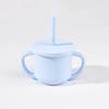Taza de Aprendizaje de Silicona para Niños con Asa, Taza con Popote Desmontable, Antiahogo, Resistente a Altas Temperaturas, Taza de Agua para Exteriores para Niños