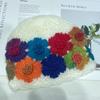 Mori-estilo Double-layer Handmade Crochet Color Flower Wool Hat Crianças Outono e Inverno Niche Fashion Sweet Knitted Pullover Chapéu