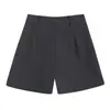 Primavera/Otoño 2026 Estilo Coreano Nueva Ropa Exterior Pantalones de Pierna Ancha de Cintura Alta Sueltos Línea A Adelgazantes Traje Corto Gris Casual para Mujer
