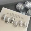 Acessórios para Nail Art, Lantejoulas Prata Brilhantes para Nail Art, Glitter Fino, Borboleta, Coração, Novos Adesivos de Unha Meia-Lua, Decorações em Caixa
