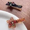 Pinza para el Cabello de Acetato Versátil Estilo Coreano Estrella de Cinco Puntas con Pedrería Pinza Lateral Pinza para la Parte Posterior de la Cabeza Accesorio para el Cabello para Mujeres con un Toque de Alta Gama