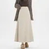 Falda de Punto de Lana para Mujer, Nueva Falda de Paraguas Acampanada de Línea A Adelgazante de Cintura Alta de Longitud Media Otoño-Invierno, Falda Larga Suave