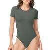 Camiseta de Mujer de Manga Corta de Una Pieza Transfronteriza Cuello Redondo Alta Elasticidad Ajustada Moldeadora de Cintura Verano Deportes Slim Mono Ropa Exterior