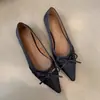Zapatos Femeninos Estilo Hada Suave 2026 Francés Elegante Moño Punta Aguda Boca Baja Tacón Oculto Zapatos de Noche