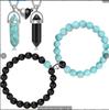 Pulseira Cruzada Europeia e Americana Amazon Joias Pedra Fosca Turquesa Ímã Atraente Estilo Casal Ajustável Tecelagem