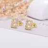 Pendientes de plata S925 con pasador Initiales coreanas 26 letras pendientes de circonita pendientes de frontera initiales pendientes de letra mayúscula