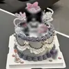 Accesorios de Decoración de Pasteles Modernos Geniales Conejito Rosa Gatito Cachorro Perro de Orejas Grandes Toppers para Mesa de Postres de Cumpleaños