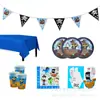 Design Original Tema Pirata Azul Menino Festa de Aniversário Decoração Suprimentos Conjunto de Mesa de Jantar Pacote para 8 Pessoas