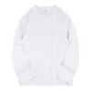 Camiseta Personalizada de Manga Larga 220g Peso Pesado Blanca Cuello Redondo Pulóver Camiseta Simple Primavera/Otoño Holgada Básica Capa Base