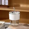 Vaso de Pajita de Café de Vidrio de Bambú de Moda Resistente al Calor Estilo Ins Regalo de Alto Valor Vaso de Agua Estampado