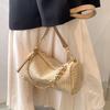 Nicho Design Sense Straw Bag Mulheres 2024 Verão Novo Estilo Popular All-match Chain Crossbody Bag Shoulder Underarm Bag