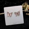 Pendientes populares de moda nuevos aguja de plata 925 color cristal pendientes de mariposa femeninos pendientes netos rojos L0193