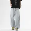 Calça Jeans Lavada para Homem 2026 Verão Novo Estilo Solta Versátil de Perna Reta Tendência Marca Perna Larga Calça Patchwork Calça Longa