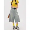 Shorts de Mezclilla Retro Americanos de Calle Anchos Desgastados para Hombres y Mujeres Lavados Rectos Sueltos Casuales Versátiles Pantalones Cortos