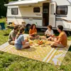 Item Popular de Exportação: Tubo de PP Amarelo Vibrante com Listras Geométricas Tapete Externo para Piquenique no Parque, Acampamento de Trailer, Tapete Ecológico de Secagem Rápida
