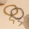 Pulsera Elegante de Diseño de Nicho Francés Europeo y Americano Acero Inoxidable Chapado en Oro de 14K Patrón de Espiga Pulsera de Cadena Redonda Hecha a Mano para Mujeres