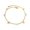 Tobillera de acero inoxidable europea y americana simple nicho exquisita dorada para mujer con incrustaciones de diamantes tobillera de estilo metálico de comercio exterior celebridad de Internet