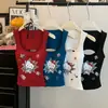 Camisola Estilo Pura Pasión Sexy Chica Caliente Estampado de Dibujos Animados Ropa Interior para Mujer con Copas y Espalda Descubierta Top Versátil Verano