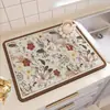 Tapete Drenante Retro Floral de Terra de Diatomáceas para Bancadas de Cozinha, Antiderrapante, à Prova de Poeira, Tapete Absorvente de Água, Porta-Copo Durável e Fácil de Limpar