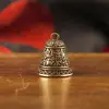 Colgante de campana vintage de latón puro, campana Vajra estilo Tíbet, campana con carácter de fortuna, campana de cobre, colección de campanas de mano, artículo decorativo pequeño