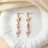 Pendientes de Hoja y Pétalo Estilo Europeo y Americano Más Vendidos Transfronterizos, Pendientes de Lujo Ligero de Hoja y Tulipán de Moda al por Mayor