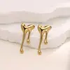 Novos Brincos Hidráulicos de Aço Inoxidável Irregulares de Ouro 18K Não Desbotam para Mulheres Brincos Exagerados Não Desbotam Joia para Orelha