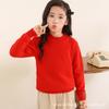 Suéter de Lana Pura para Niños, Suéter para Niño, Cuello Redondo Medio Alto, Tejido de Punto Jersey para Niña, Capa Base para Bebé, Grueso y Cálido