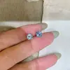Pendientes de Plata de Ley S925 con Diamante Azul de Cuatro Garras para Mujer, Estilo Vintage de Lujo Ligero, Pendientes de Diseño de Nicho de Alta Gama, Populares en Xiaohongshu