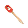 Espátula de Silicone Personalizada para Árvore de Natal com Cabo de Madeira, Espátula Creme, Raspador de Boneco de Neve, Faca para Misturar Manteiga, Ferramentas de Confeitaria