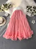 Falda Vestido de Baile Falda Abullonada 2026 Nueva Cintura Elástica Malla Volante Dobladillo Extra Grande Falda de Pastel en Capas para Mujer