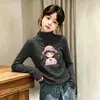 Otoño Invierno Casual Niños Bebé Elegante de Moda Niñas Camiseta de Terciopelo de Manga Larga Niños Medianos y Grandes Camiseta Base Rayada