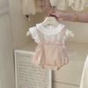 Roupas de Verão para Bebê Recém-nascido Conjunto de Quatro Peças Estilo Ocidental Fresco e Conjunto Bolsa Saco de Peido Bebê Menina Bolsa de Alça Saco de Peido Conjunto de Quatro Peças