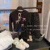 Nueva Colección Primavera y Otoño 2026 Camiseta Básica para Niñas con Lazo Lateral Lindo Manga Larga Estilo Coreano Moda Holgada