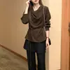 El tamaño ha sido actualizado. Top chic coreano estilo francés con diseño de escote irregular y tiras de amarre, versátil para mujeres 18232