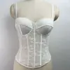 Body Camisola com Renda Estilo Garota Picante Europeu e Americano Feminino de Alta Qualidade para Usar por Cima Sutiã Push-up com Barbatanas