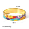 Ornamentos de Mão de Aço Inoxidável Galvanizado Ouro 18K Mais Vendidos Transfronteiriços Pulseira Geométrica Fashion Pintada Camuflada com Gotejamento de Óleo Estilo Europeu e Americano