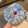 Estilo Ballet Francés Sobredimensionado Satén Plisado Anillo para el Cabello Intestino Grueso Cuerda para el Cabello Sentido Avanzado Cuerda para Atar Borde de Oreja Flor para la Cabeza