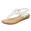 Sapatos Femininos Sandálias Transfronteiriças Chinelos Femininos com Tiras Elásticas Bico Aberto Femininos Florais Embelezados Sapatos Femininos Confortáveis Antiderrapantes