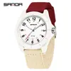 Reloj de Fiesta Estudiantil Sanda Examen Transmisión en Vivo Más Vendido Simple Versátil Unisex Luminoso Correa de Nylon Reloj Impermeable 50m