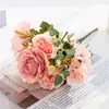 Flor de Rosa Artificial Peonía de Seda Hortensia Ramo de Flores Falsas Vintage Decoración de Fiesta Boda Festival Decoración del Hogar